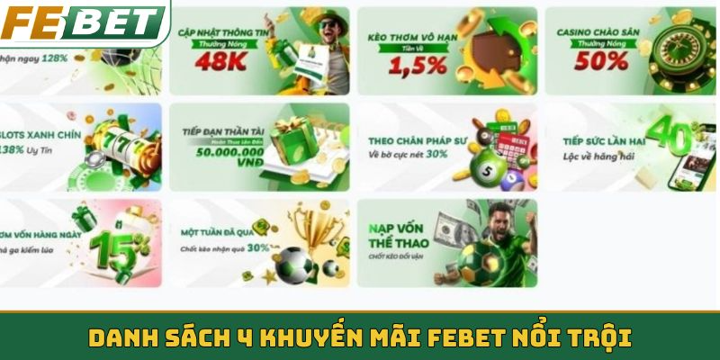 Danh sách 4 khuyến mãi FEBET nổi trội