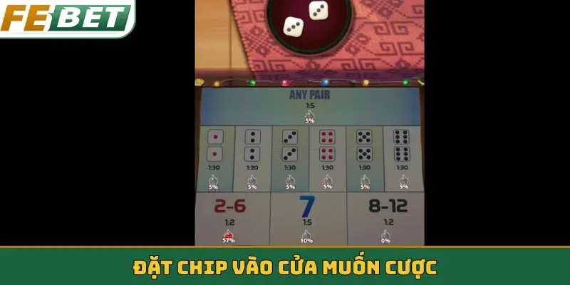 Đặt chip vào cửa muốn cược