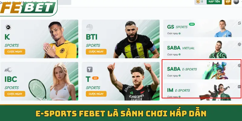 E-sports Febet là sảnh chơi hấp dẫn