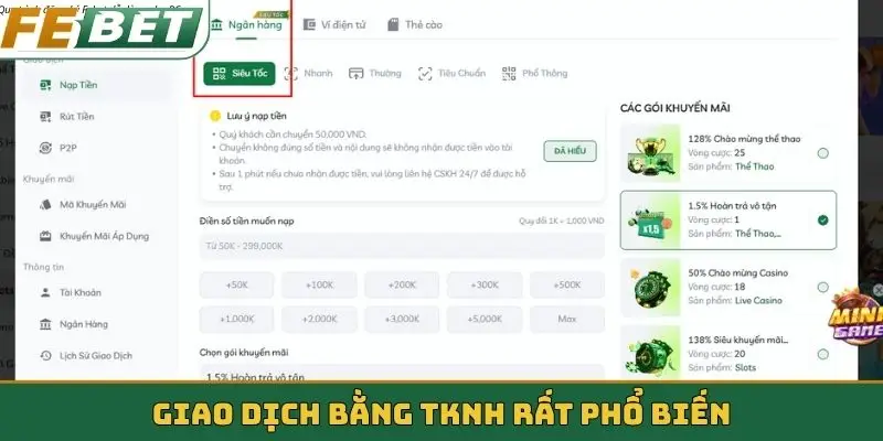 Giao dịch bằng TKNH rất phổ biến