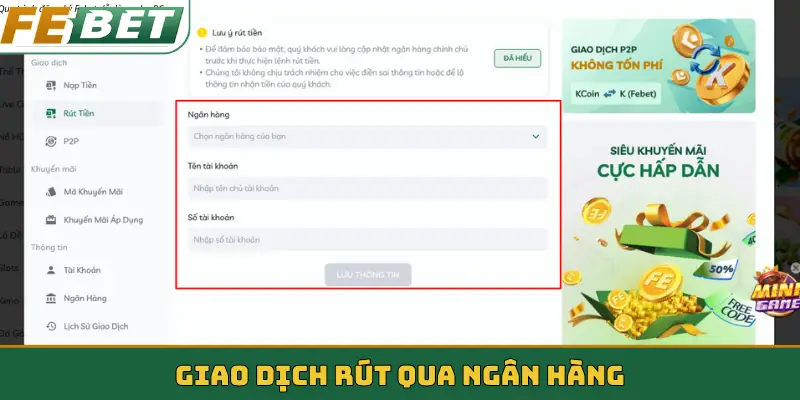 Giao dịch rút qua ngân hàng