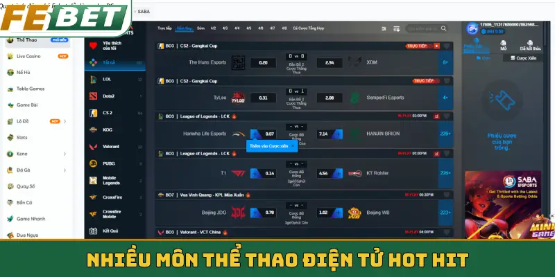 Nhiều môn thể thao điện tử hot hit